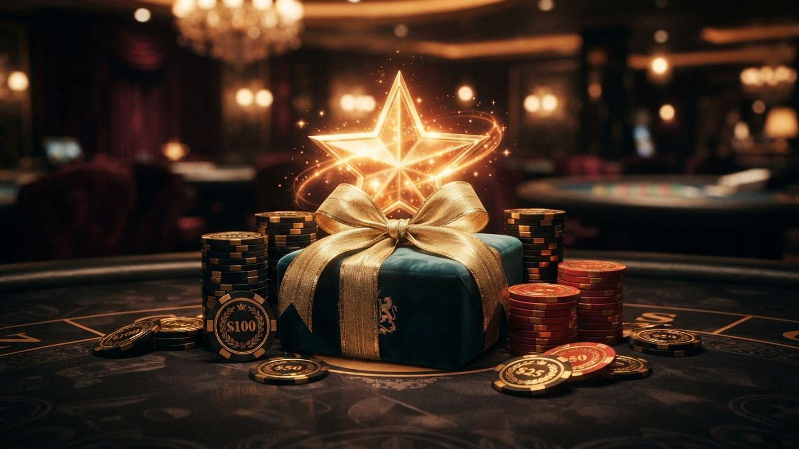 Golden bonus offer on dark background